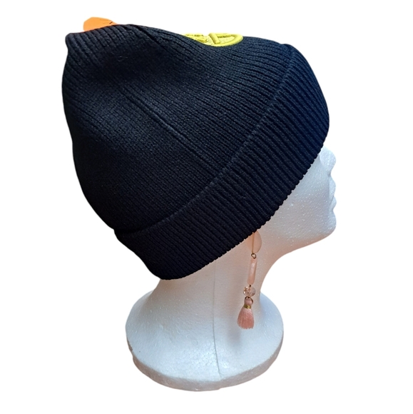 NWT Unisex Beanie Black/Gold One Size Poly Blend Soft Warm Stocking Stuffer - Picture 6 of 10